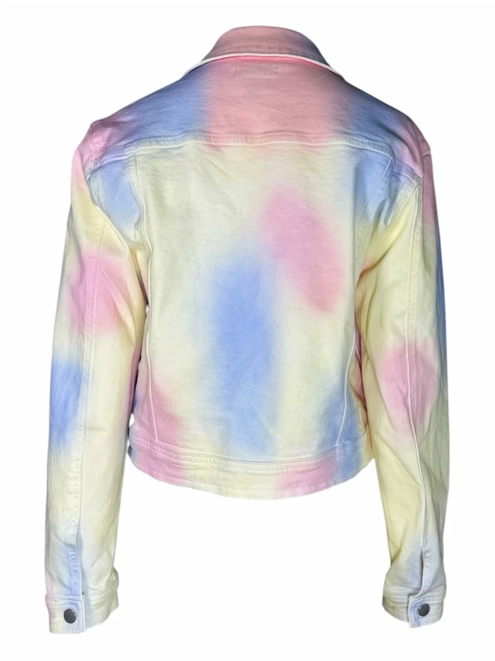 AQUA Tie Dye Denim Jacket Pastel Rainbow Cropped Cotton Trucker Large